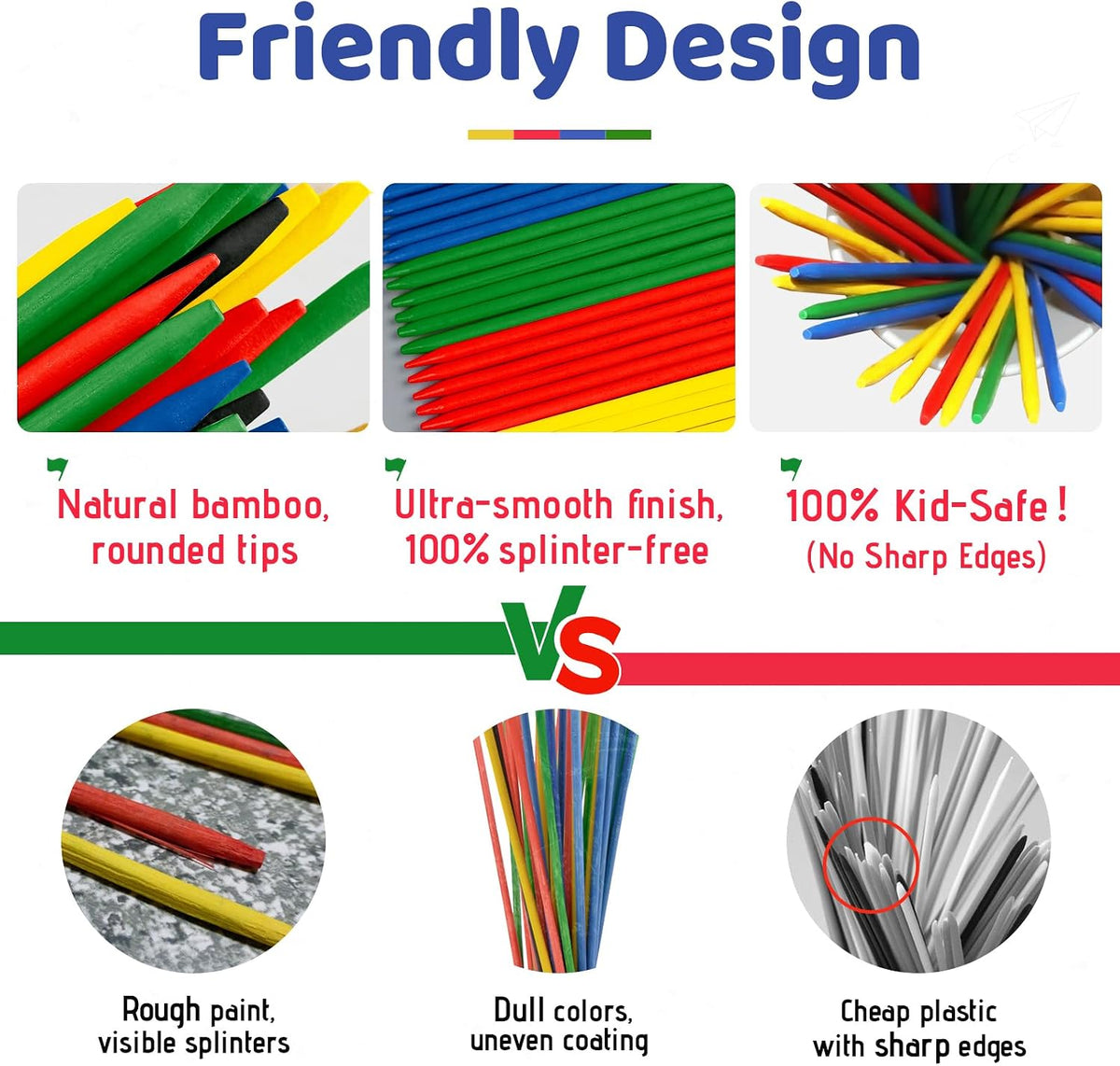 Classic Pick Up Stick, 41pcs Bamboo Pick Up Stick Original Game 9.8 Inch Long – Fun for Kids & Family - image 4