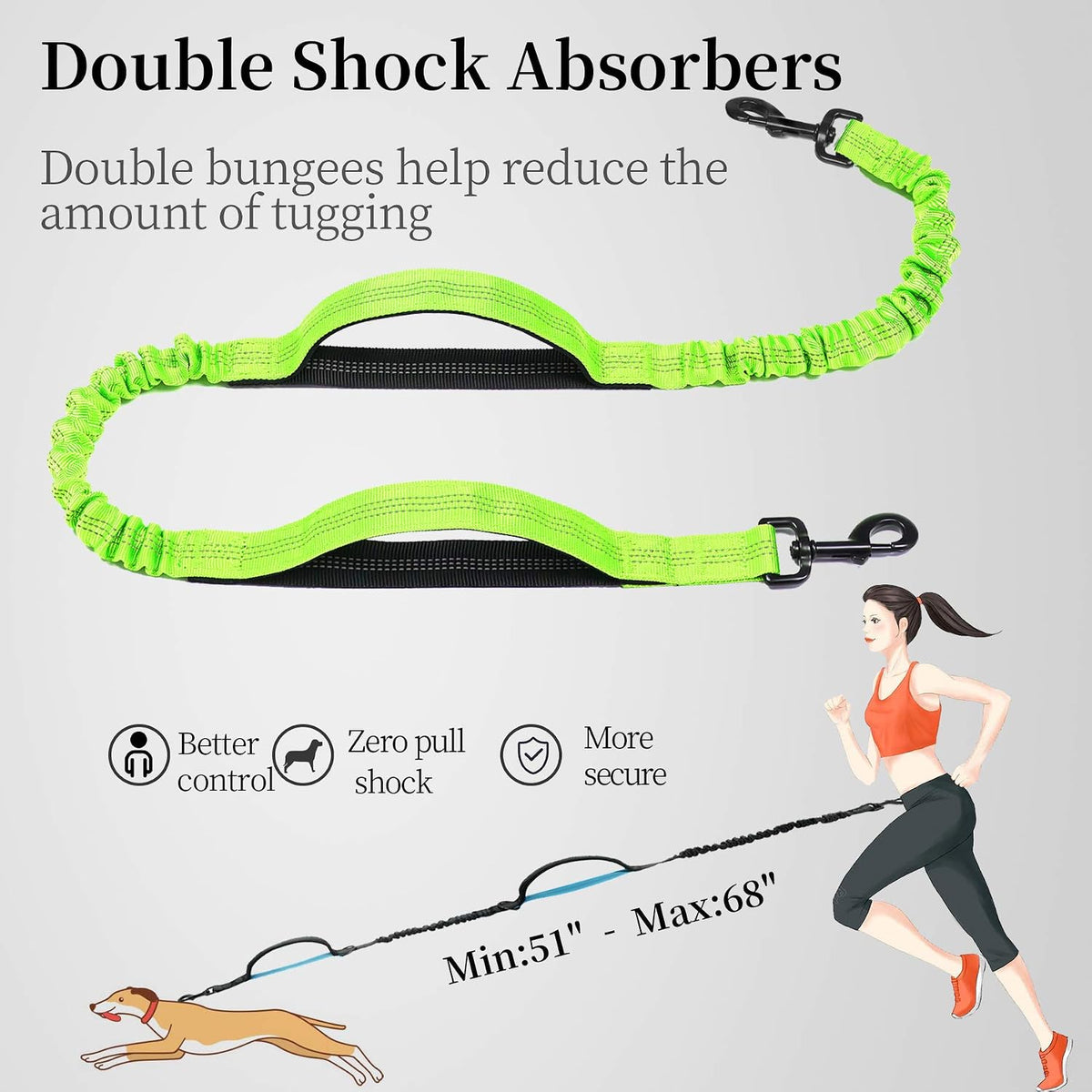 Hands Free Dog Leash with Zipper Pouch - Green / Large - image 4
