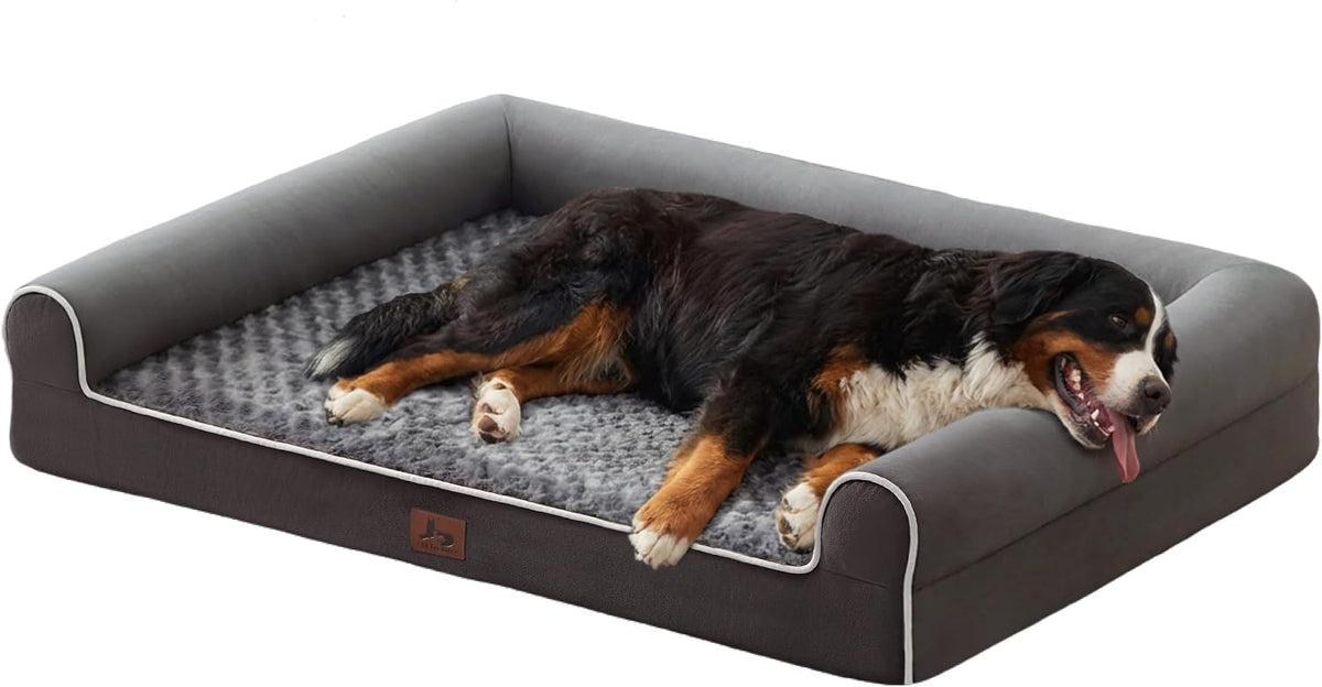 Orthopedic Large Dog Bed，Washable Dog Couch for XL Senior Dogs – Essentials for Dogs - Dark Grey / 45"L x 35"W x 7"Th