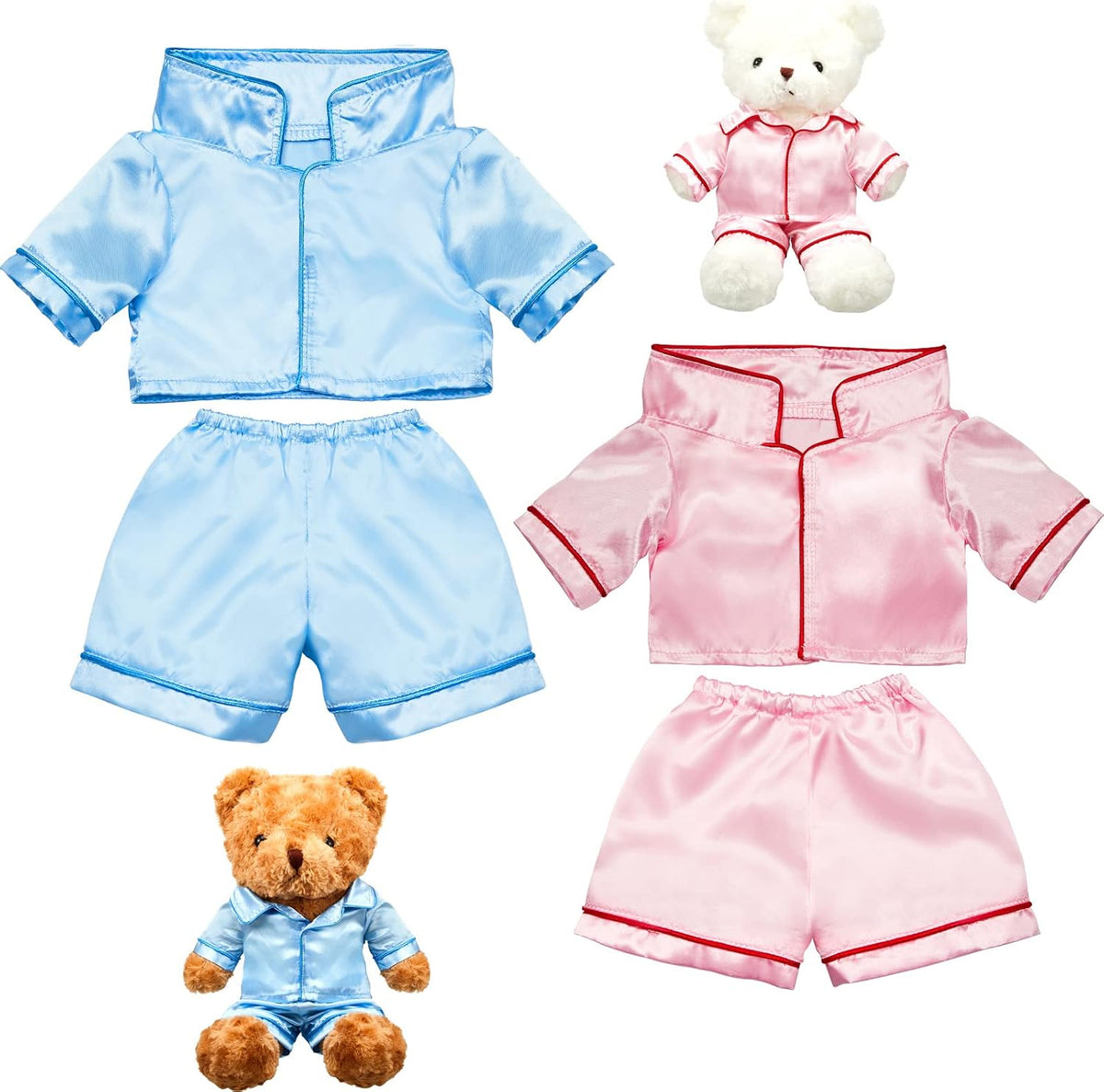 Civaner 2 Pack Bear Clothes Stuffed Animal Outfit Pajamas - Solid Style