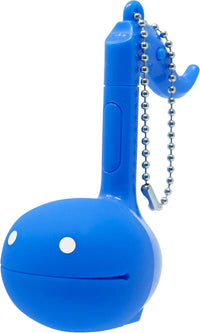 Otamatone Melody musical electronic instrument toy keychain in lime green note shape - view 3