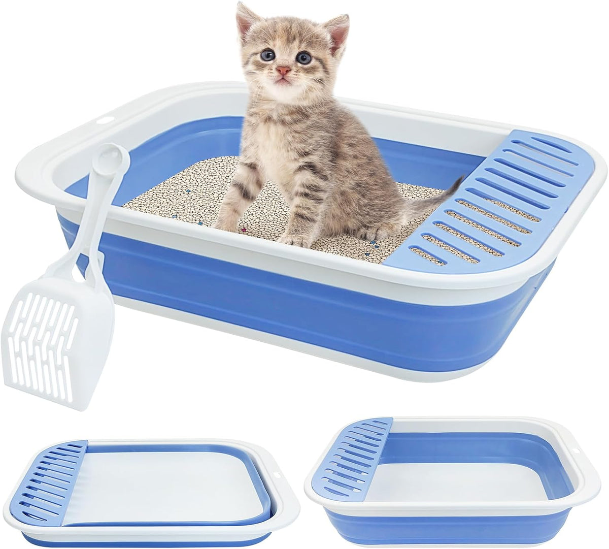 Fhiny Open Cat Litter Box - Blue-M / 1PCS
