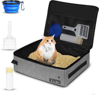 Petskd Portable Cat Travel Litter Box with Lid - Large / Grey