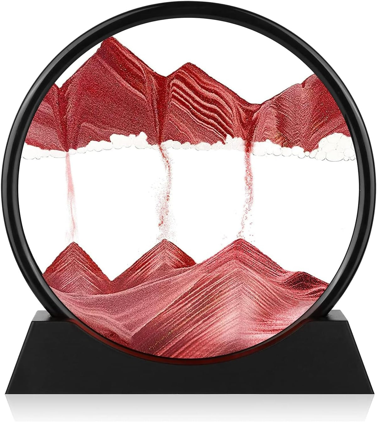 GEKETY 3D moving sand art picture in a round glass frame with layered blue sand - view 6