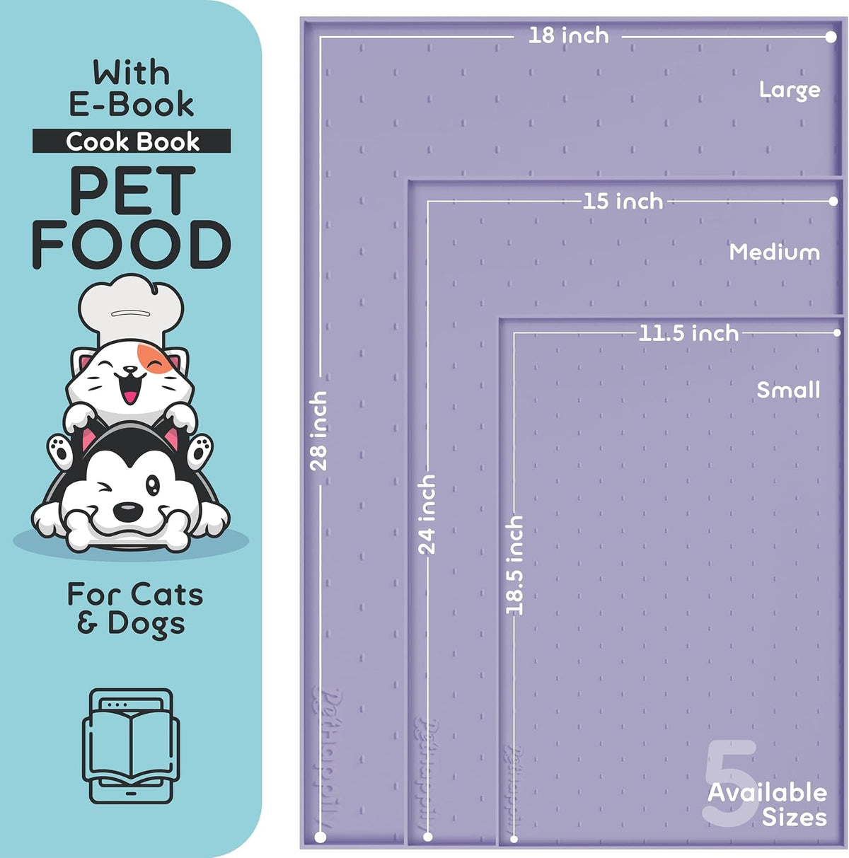 Dog Food Mat - Raised Edges Dogs Mat for Food and Water Prevent Spill, Waterproof Cat Food Mats - 28"L x 18"W / Lavender - image 2