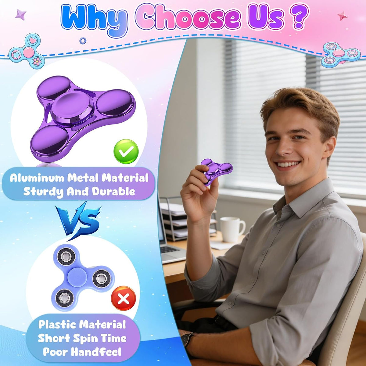 ATESSON Fidget Spinners Toy - Purple - image 3
