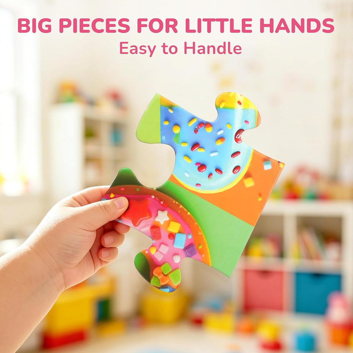 BenBen mermaid floor puzzle for kids, 52 large cardboard pieces with carrying box - view 5