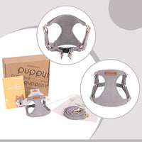 Puppytie No Pull xs Dog Harness with Multifunction Dog Leash,Soft Adjustable No Choke Escape Proof Pet Harness Vest,Silver Grey,XS