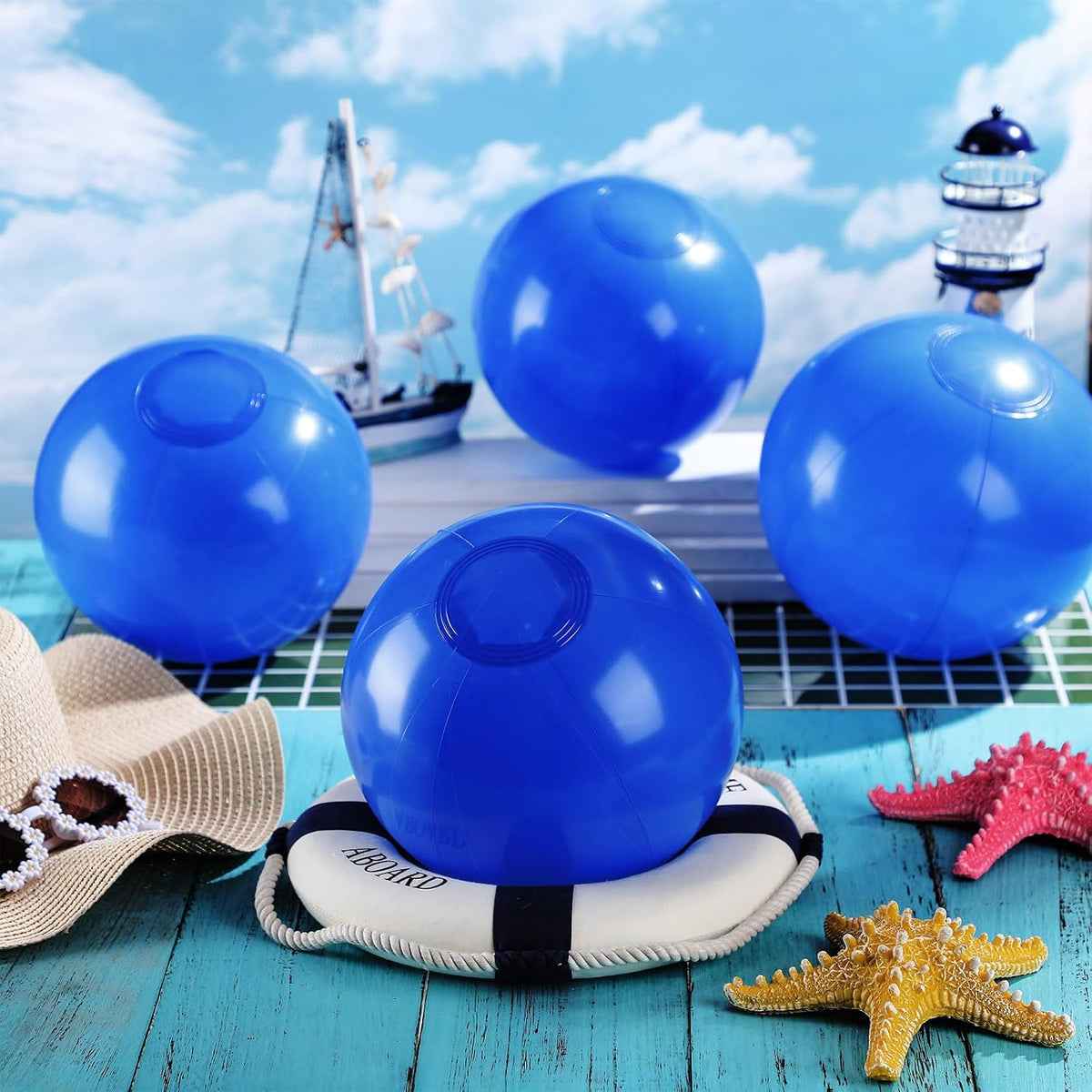 Yinder 24 Pcs Clear Beach Balls Inflatable Bubble Ball Decorations - Modern / Dark Blue - image 4