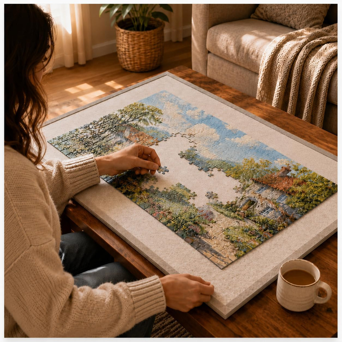 Yunihome puzzle board for 1000 pieces with 4 sorting trays and protective cover - view 25