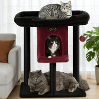 Cat Tree Tower Scratching Post for Indoor Large Adult Cats with Perch - Black / 28 Inches