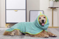 Pawyee Super Soft Fast-Drying Dog Towel with Drying Gloves for Cold - Large / Blue Dino - image 4