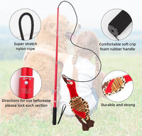 Interactive Dog Toys - Extendable Flirt Pole with 2pcs Squeaky Plush Toy Tugs Red Green for Dog - red - image 2