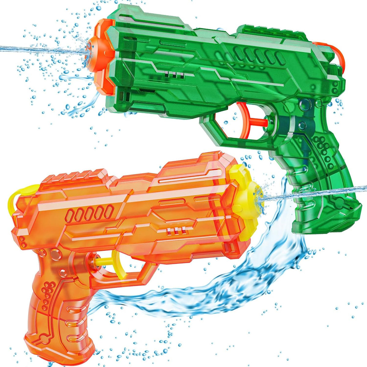 JouJueBoo 2 pack water guns for kids with clear 180cc tanks, blue and green