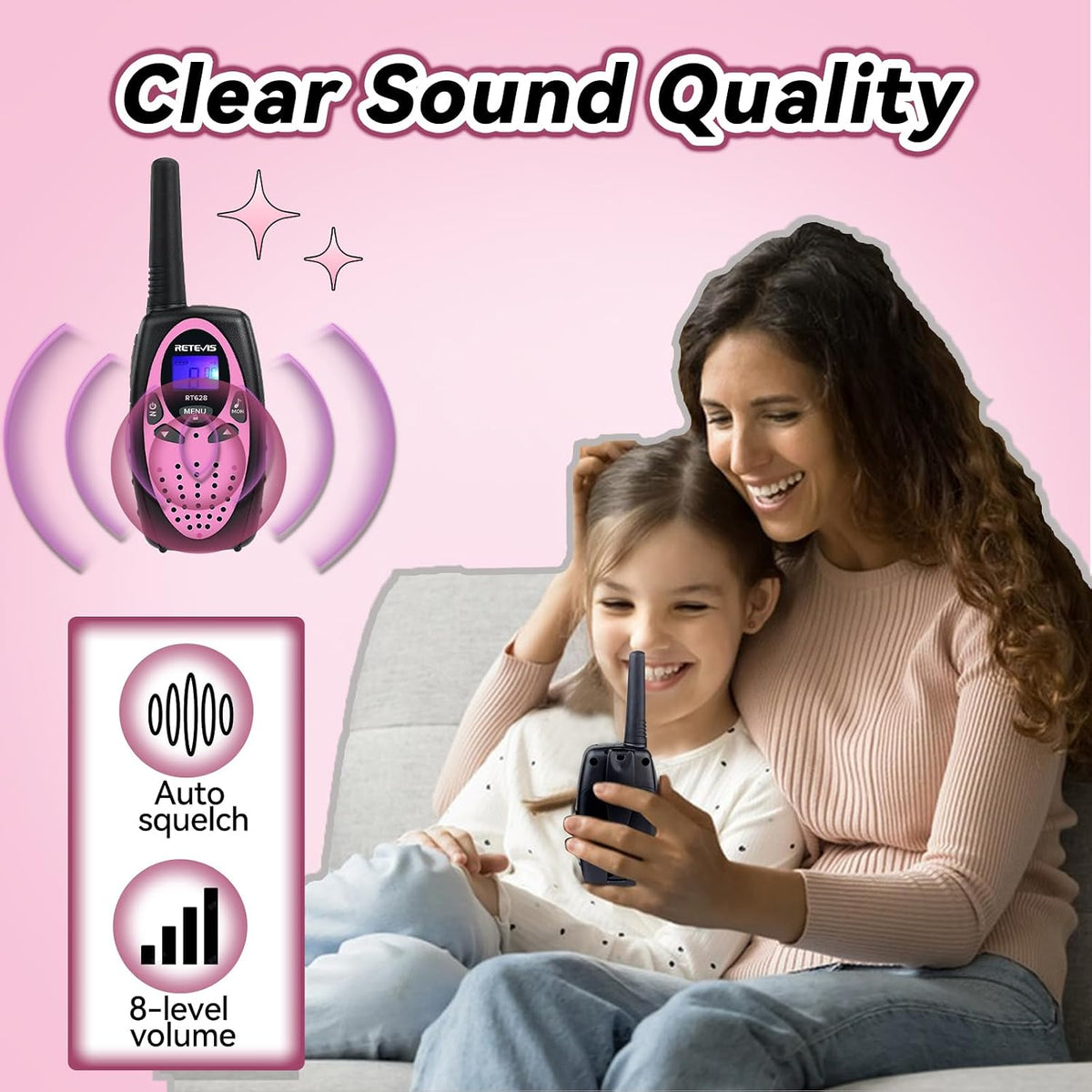 Retevis RT628 Walkie Talkies for Kids - Black Pink / 2 - image 4