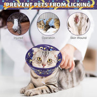 KOOLTAIL Cat Cone Collar, Adjustable Soft Comfortable Cat Recovery Collar to Stop Licking, Foldable Donut Water Resistant Pet Cone for Small Large Cats Kittens After Surgery Star S