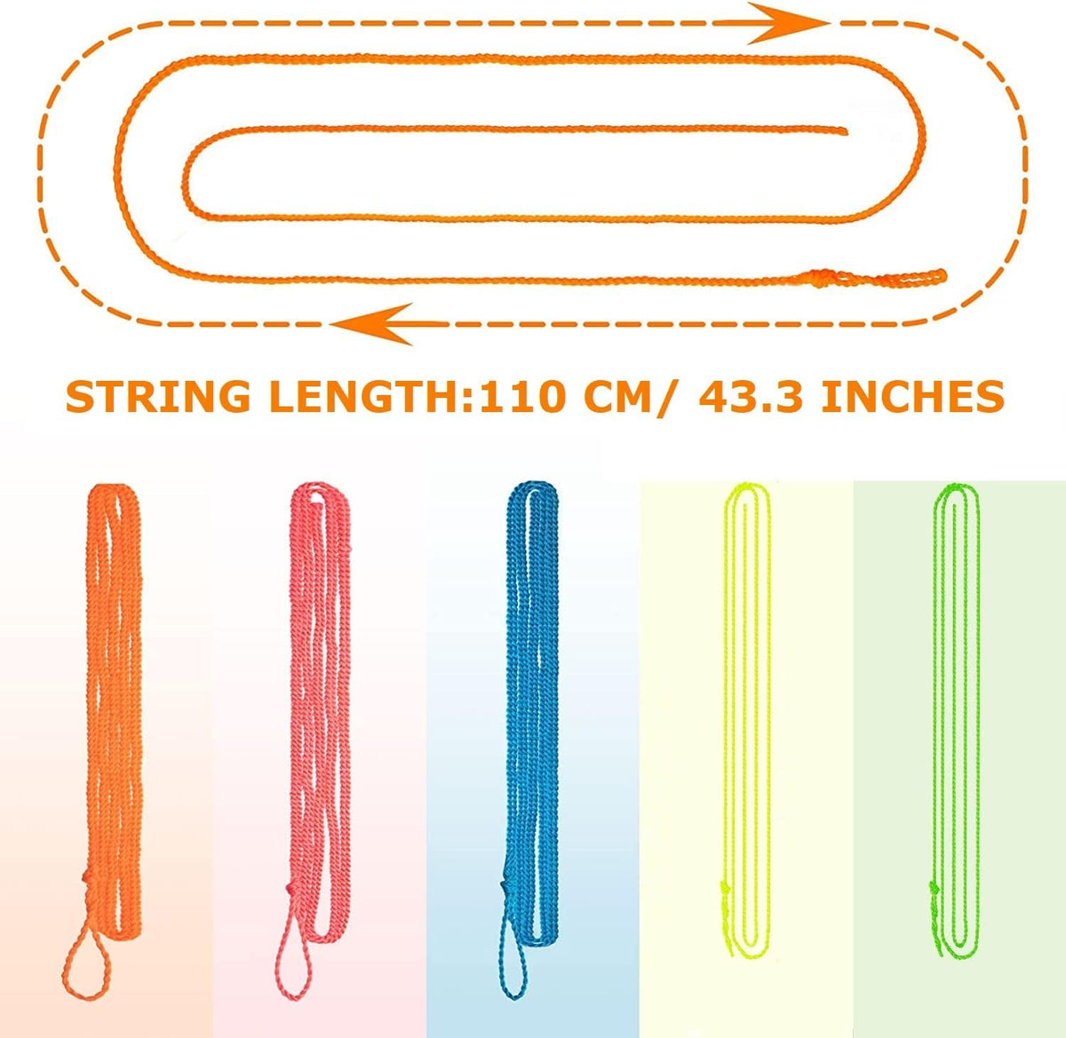 MAGICYOYO 100% Polyester Professional Yoyo Strings for Responsive - Blue, Green, Orange, Yellow, Pink - image 4