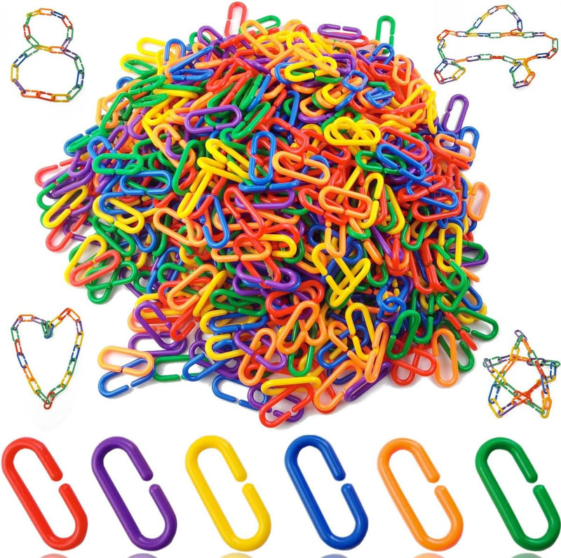 RONYOUNG 620PCS Rainbow C-Clips Plastic Chain Links