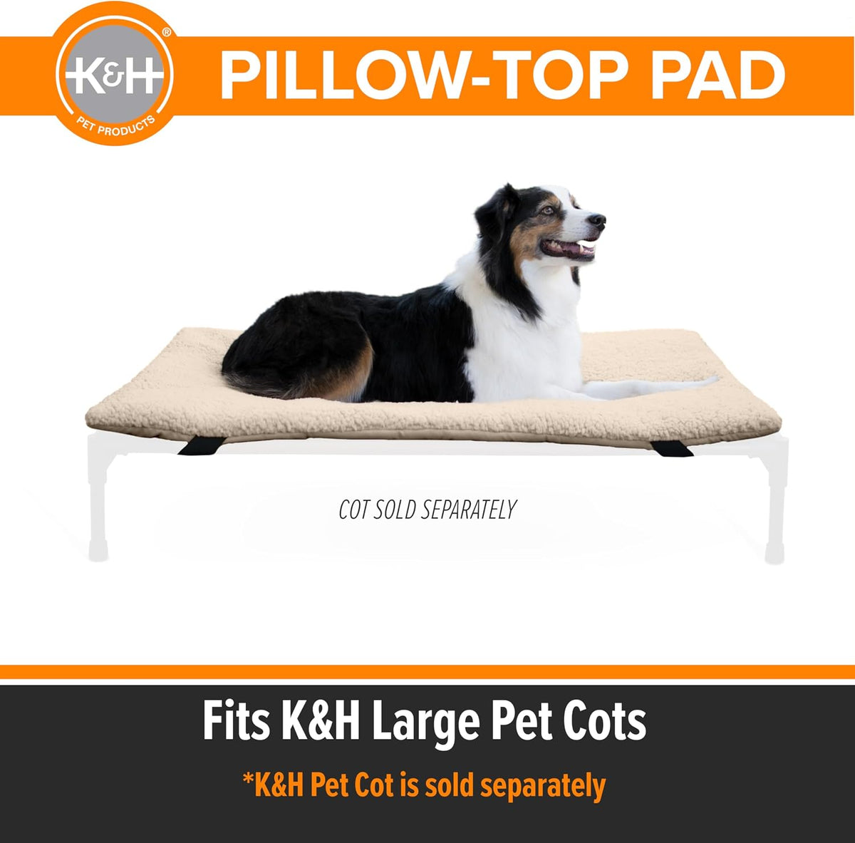 K&H Elevated Dog Bed Pet Cot Pad, X-Large 50x32 Tan – Essentials for Dogs - Large (30 in x 42 in) - image 2