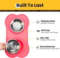 Conlun Dog Bowls with Silicone Mat, No Spill Stainless Set, XS - Extra Small-5 oz / Pink - image 2