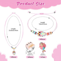 Sherr kids jewelry set with unicorn and mermaid necklaces, bracelets and rings - view 2
