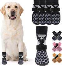 KOOLTAIL Dog Socks for Hot Pavement, Summer Breathable Dog Socks to Prevent Licking Paws, Non Slip Pet Boots& Paw Protectors for Hardwood Floor,Grippy Shoes for Small Medium Large Senior Dogs,Black XS
