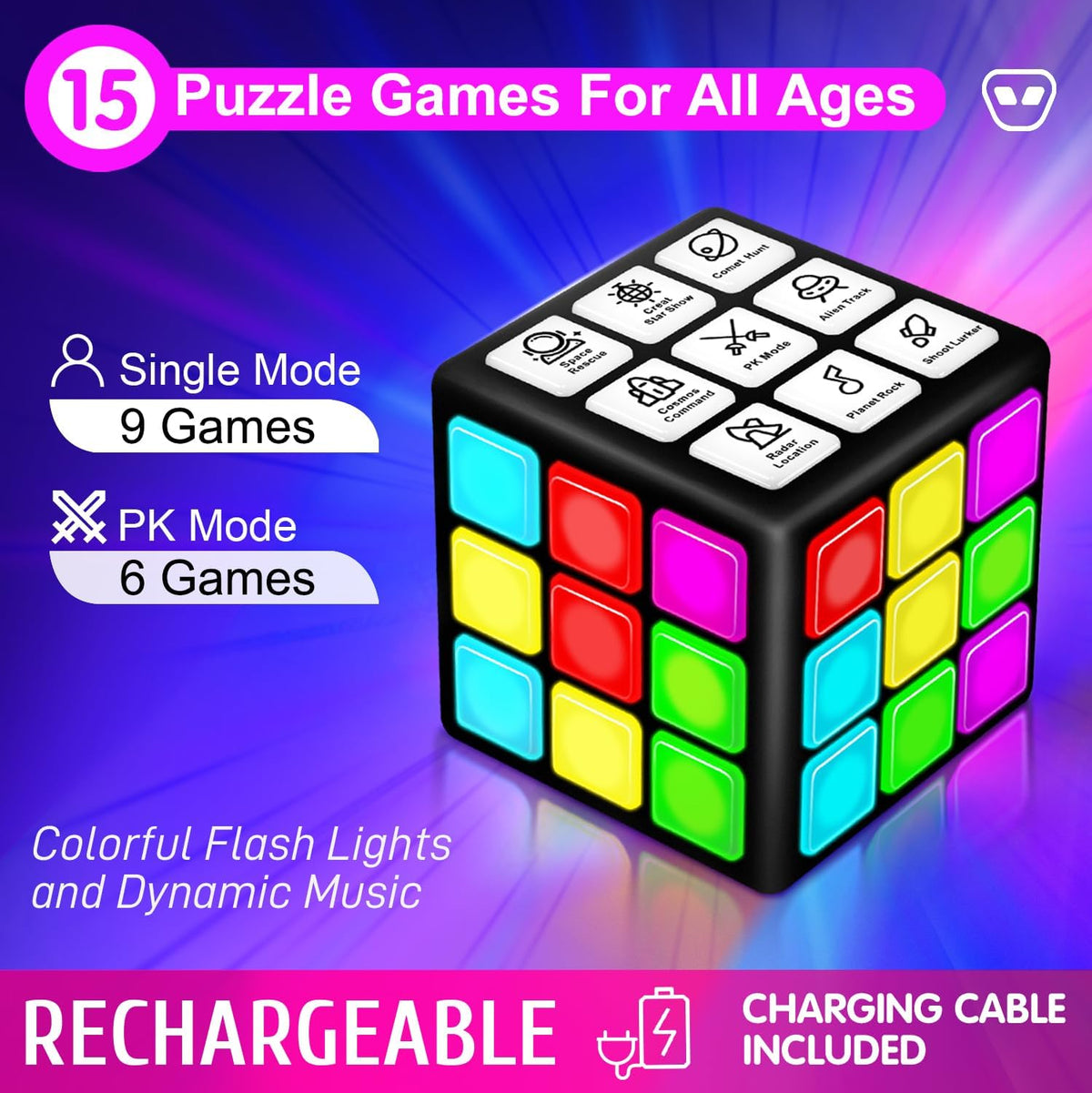 Xinbeiya Rechargeable Handheld Cube with Games - image 2