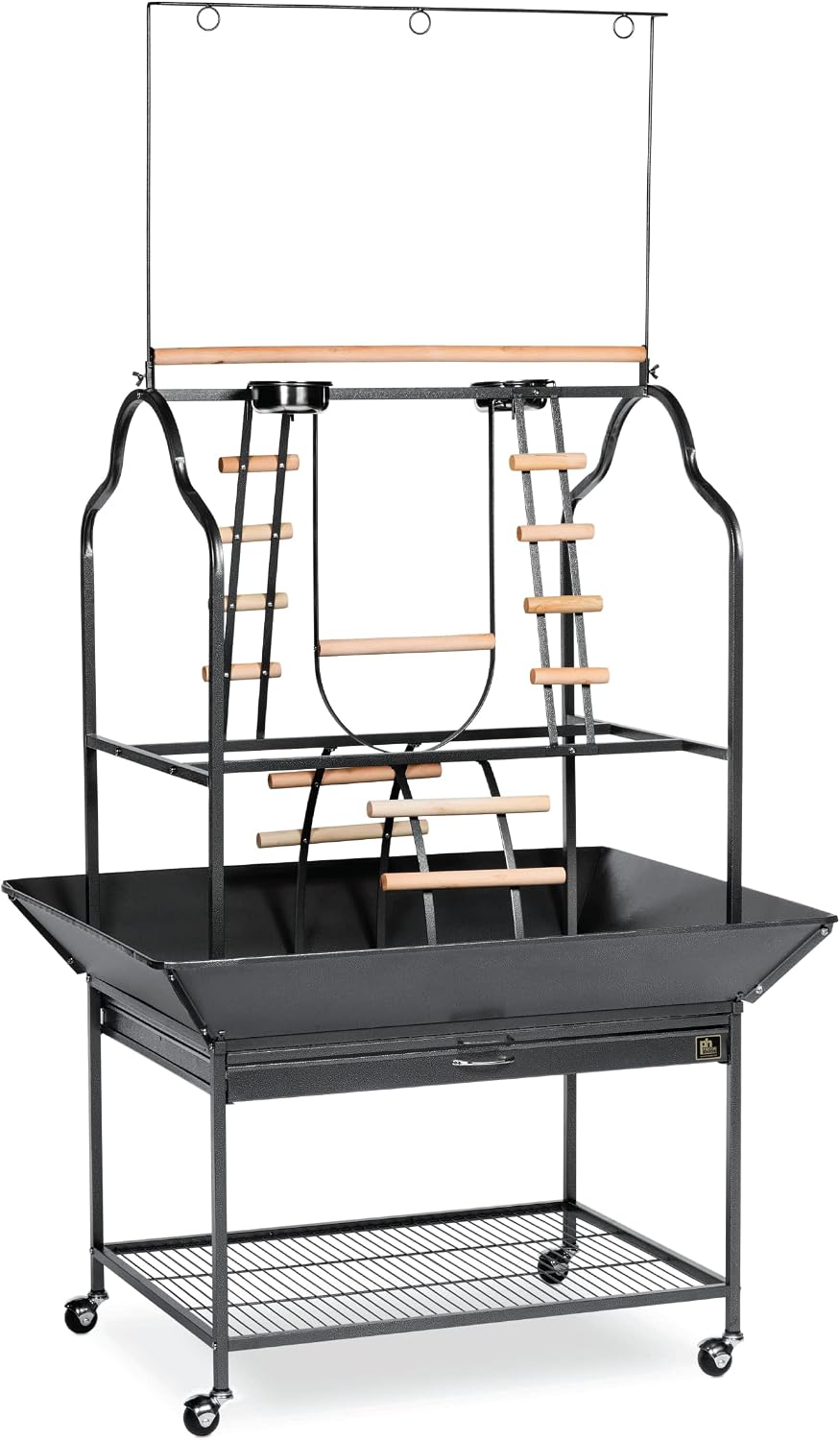 Prevue Pet Products Parrot Play Stand with Wheels, Black - Large