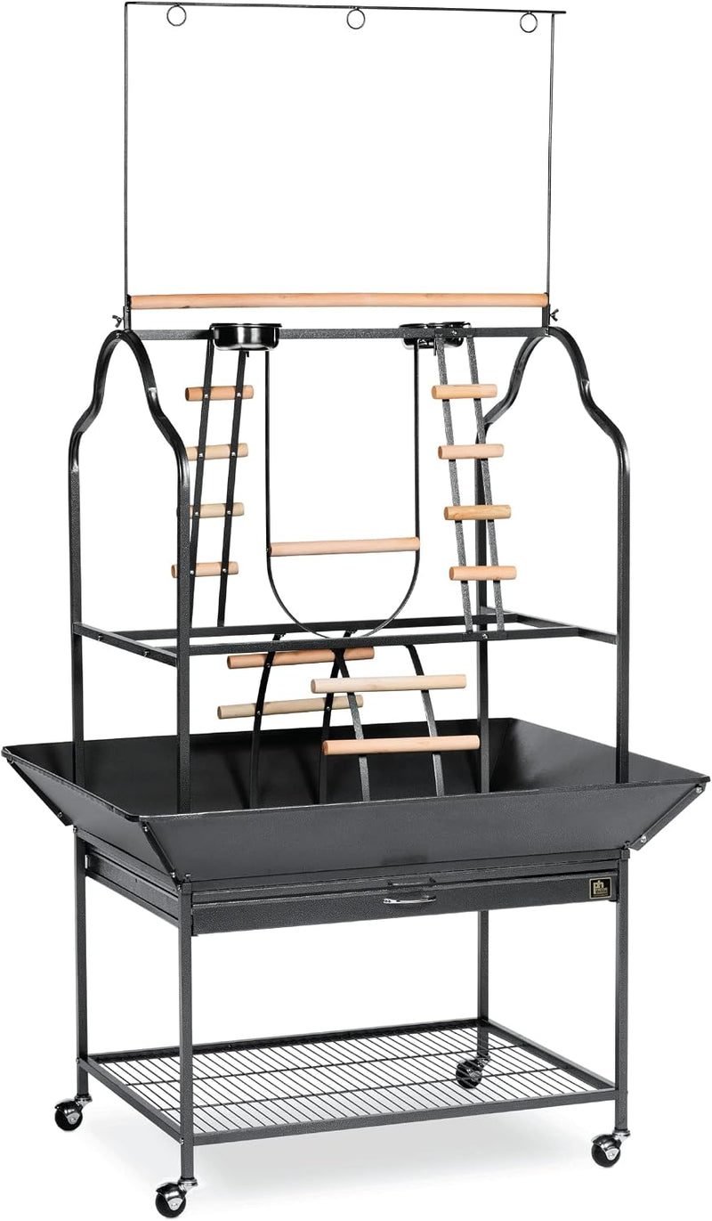 Prevue Pet Products Parrot Play Stand with Wheels, Black - Large
