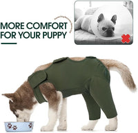 Kuoser Thigh Wound Protective Sleeve for Dogs, Dog Surgery Recovery Suit for Rear Legs, Dog Recovery Sleeve for Female Male Dogs, Dog Onesie After Surgery Pet Surgical Suit for Spay Neuter, Green