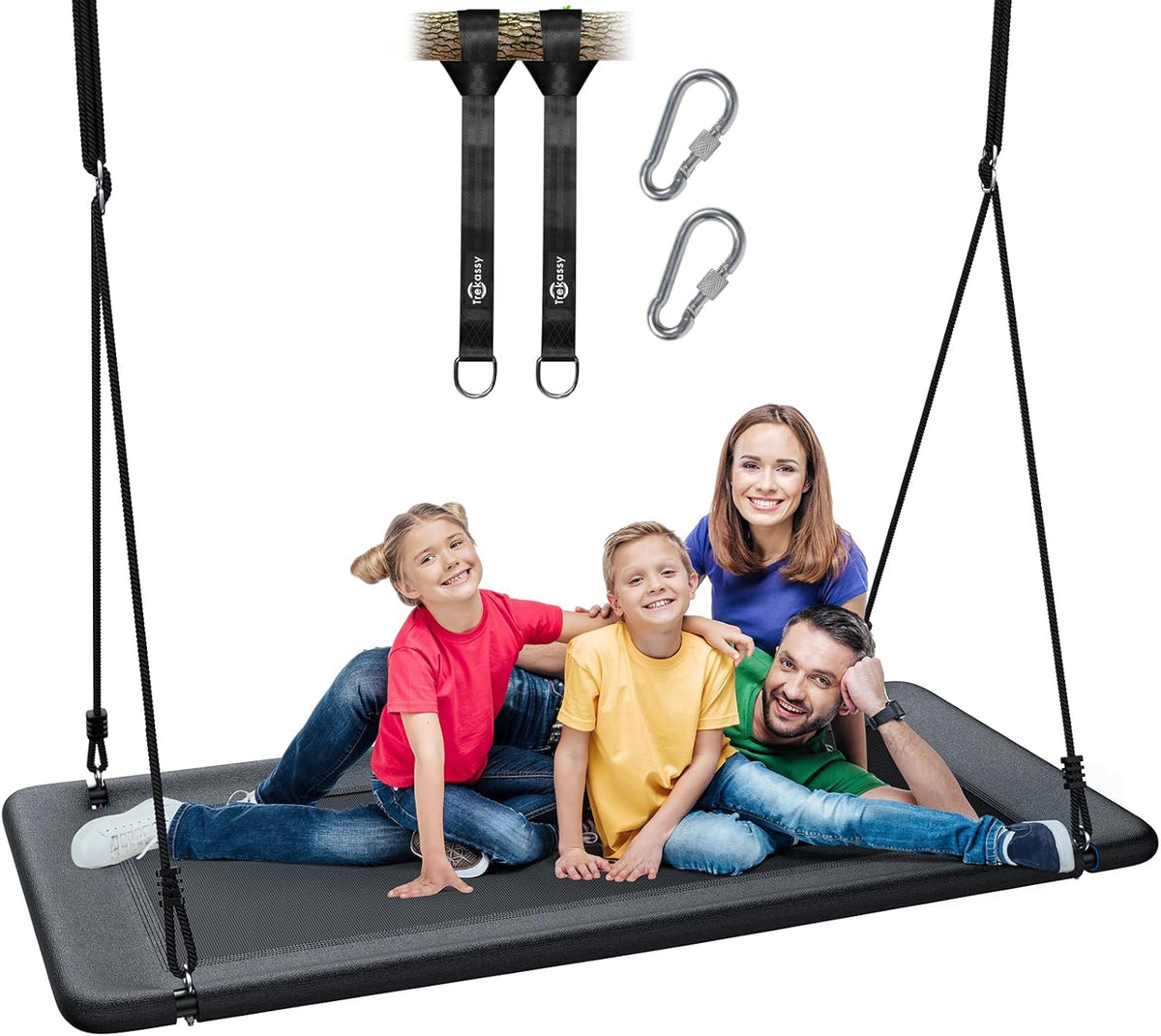 Trekassy 700lbs 60" Large Rectangle Platform Tree Swing for Kids - Black