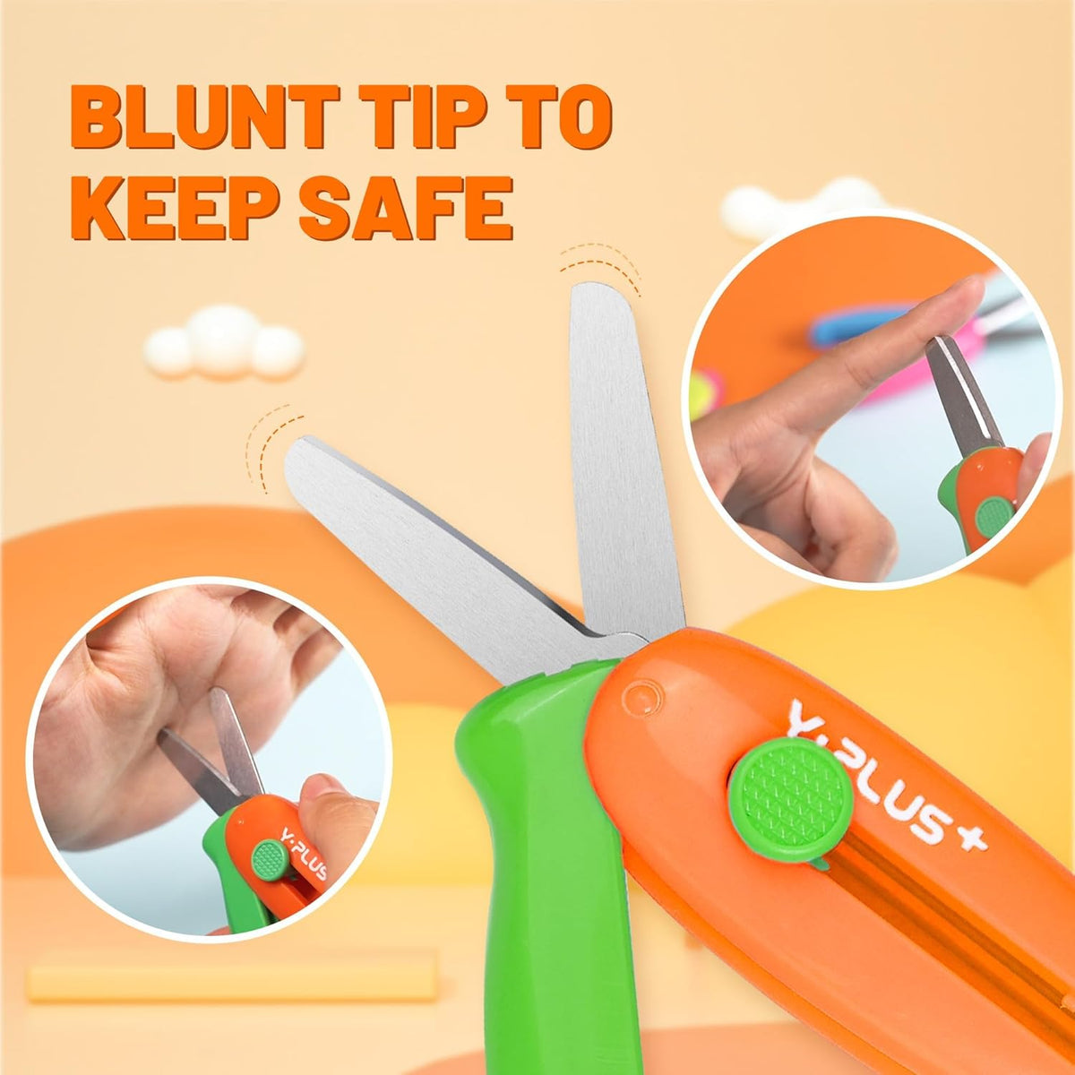 Safety Scissors for Kids, 3Pcs Retractable Toddler Scissors for Preschool – Fun for Kids & Family - Assorted - image 2