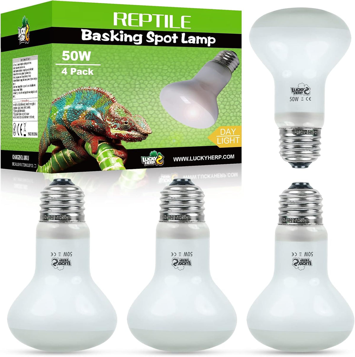 LUCKY HERP 4 Pack 100W Reptile Heat Lamp Bulb - 50