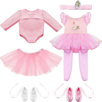 Kajaia 8 Pcs 18 Inch Doll Swimsuits Clothes and Accessories – Fun for Kids & Family - Pink / Ballet