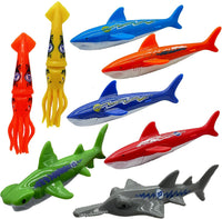 Haktoys Pool Diving Toy Set, Sinking Torpedoes for Kids & Adults - Multicolor Sharks/Squids