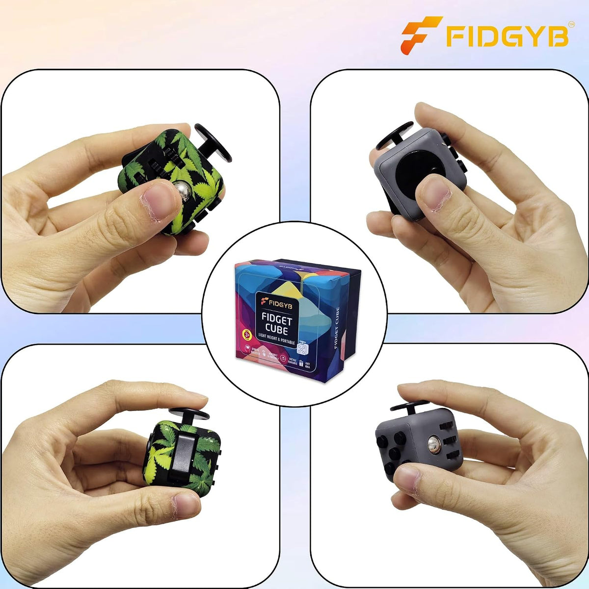 Cube Fidget Toy for Adults & Kids, Smooth - Leaves+dgb - image 2