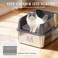 Stainless Steel Litter Box - Dark Gray / 17.4'' x 13.5'' x 8.5'' - image 4