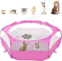 Pawaboo Small Animal Playpen, Waterproof Portable Pet Cage Tent - Rose Red / 1