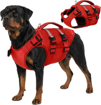 Kuoser Dog Life Jacket, High Flotation Dog Life Vest for Swimming Boating – Essentials for Dogs - Safety Red / L (Chest Girth:22.83-29.53'')