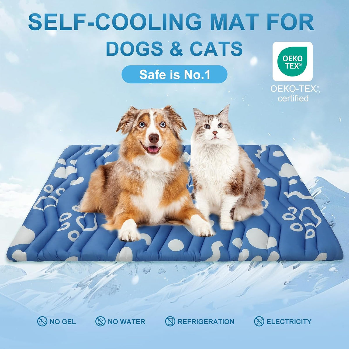 BEAUTYZOO Cooling Mat for Large Dogs, Self-Cooling - Navy Blue / 48.0"L x 28.0"W x 1.0"Th(L) - image 4