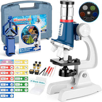 Uarzt 58-Piece Kids Microscope Kit with Carrying Case - Blue