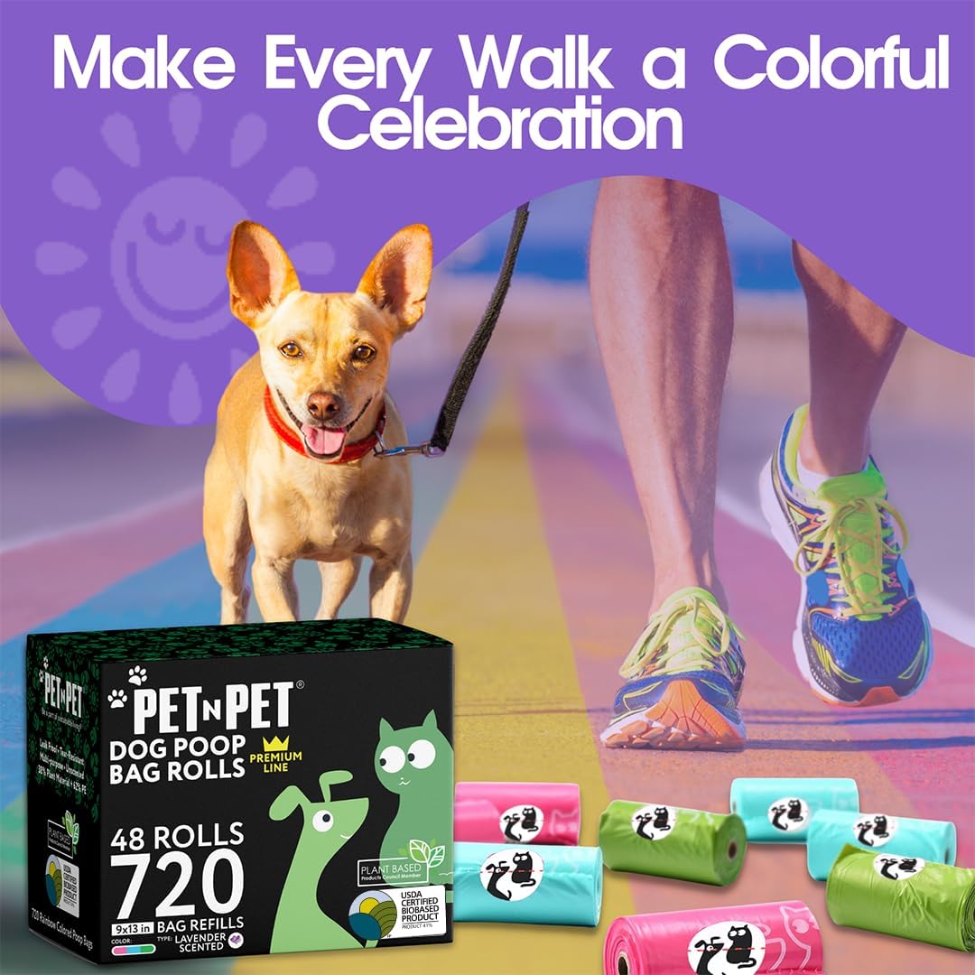Pet N Pet Dog Poop Bags Rolls, Lavender Scented, Colorful - 720 Count / Lavender-scented - image 2
