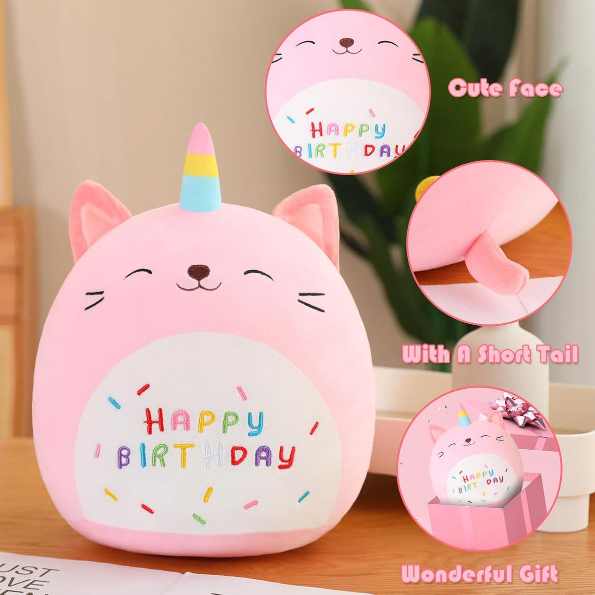 SQEQE Unicorn Cat Plush Kawaii Birthday Cat Plushies Pillow Cat - Caticorn Cat / X-Small - image 2