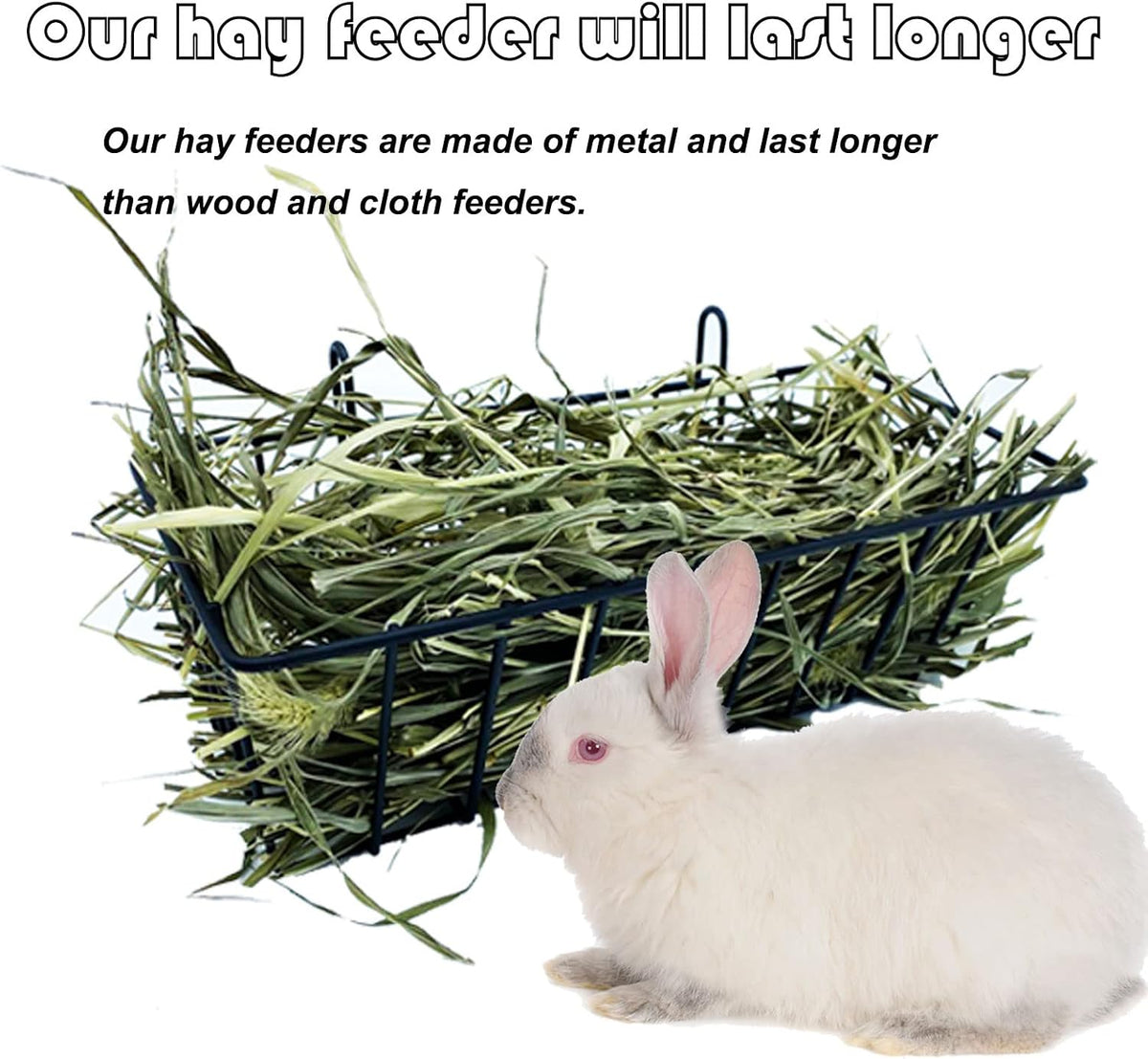 Rabbit Hay Feeder Rack Guinea Pig Hay Dispenser for Cage Hanging - image 4