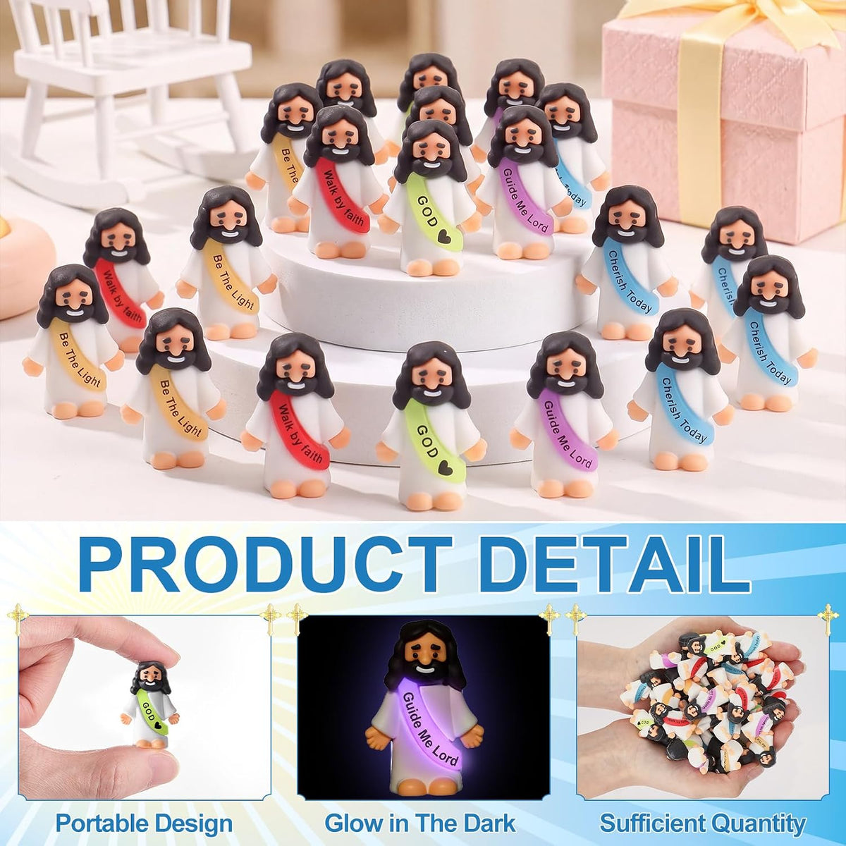 CroBlissful 50 little Jesus figurines that glow in the dark, five colors - view 18