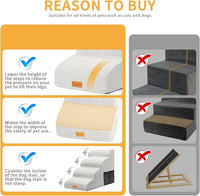 Topmart High Density Foam Dog Steps 4 Tiers,Extra Wide Deep Pet Steps,Non-Slip Dog Stairs Ramp for Bed,Soft Foam Cat Ladder,Best for Older Injured,Older Pets,Cats with Joint Pain
