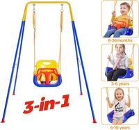 FUNLIO Toddler Swing with Foldable Metal Stand for Toddlers Aged 1~10 - Blue - image 2