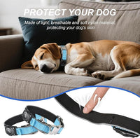 Waterproof Airtag Dog Collar - Nylon Collar with Durable Airtag Holder, Reflective&Anti-Lost with Safety Metal Buckle, Soft Padded Adjustable for Small Medium Large Dogs Blue M