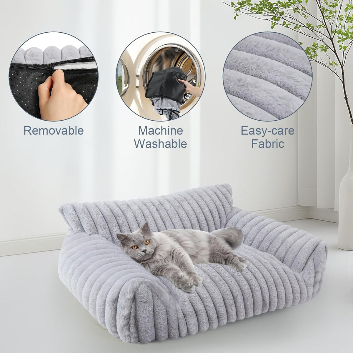 Cute Dog Couch for Medium Large Dogs, Dog Cat Couch Sofa - Medium(30x20x10") / Grey - image 4