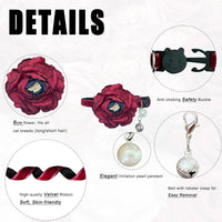 Fupo Cat Collar, Breakaway Adjustable with Bell& Flower - RED - image 2